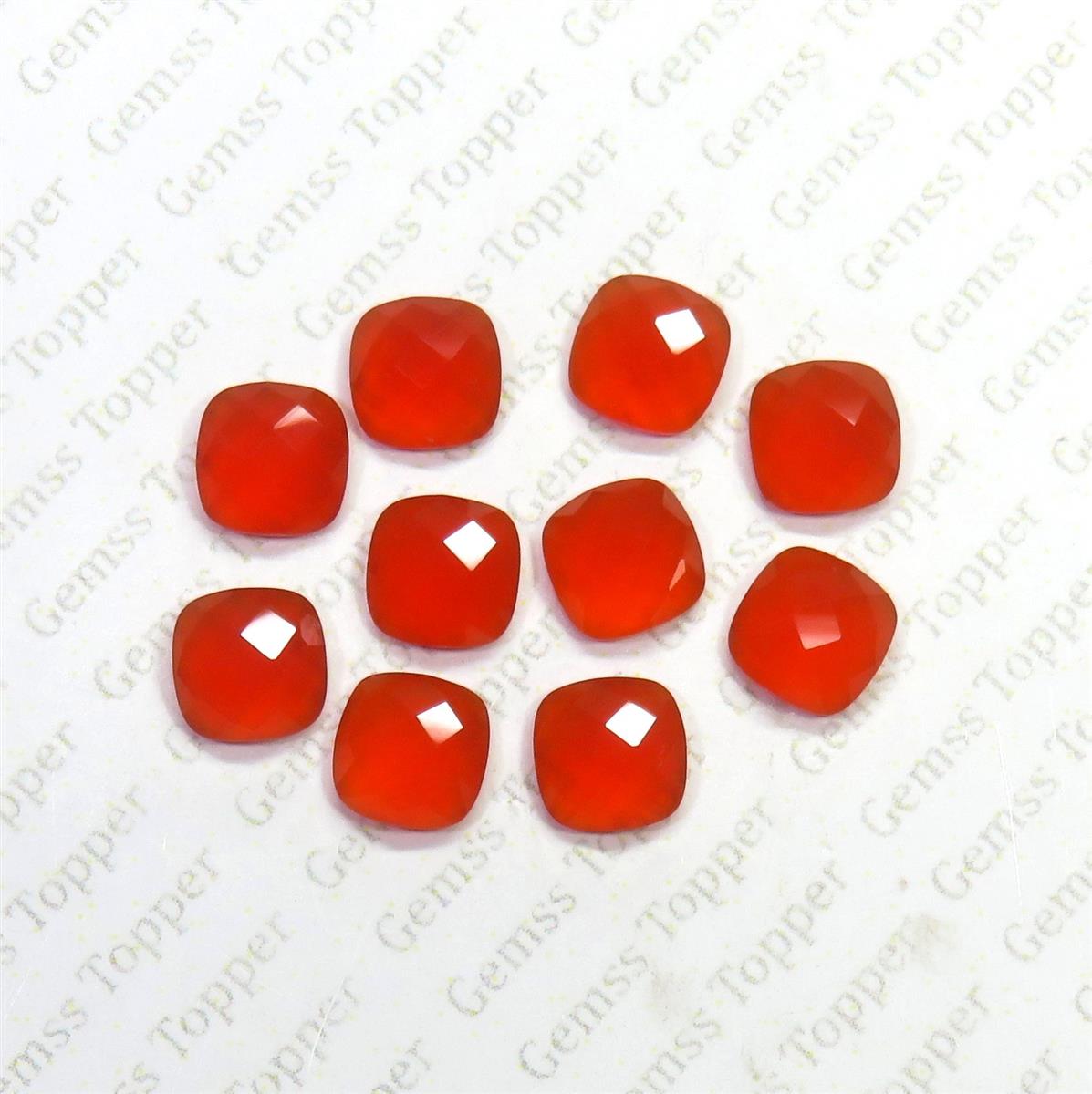 Carnelian 10x10 mm Cushion Checker Cut